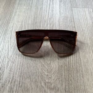 quay australia brown doe fawn clear oversized shield sunglasses eyewear NEW